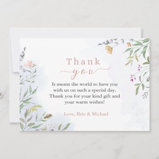 Floral Baby Shower Thank You Card 招待状 (正面)