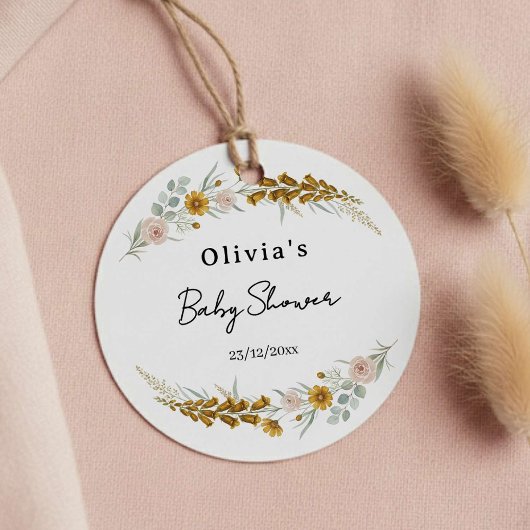Floral Baby Shower yellow wildflower watercolor フェイバータグ