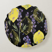 Floral background with hand-drawn lavender flowers ラウンドクッション (裏面)