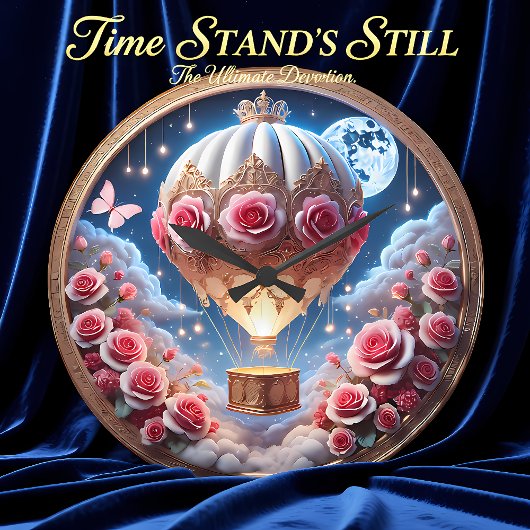 Floral Balloon Lunar Voyage ラージ壁時計