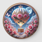 Floral Balloon Lunar Voyage ラージ壁時計 (正面)