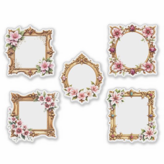 Floral Baroque Frame Cutout Sheet of Stickers シール (正面)