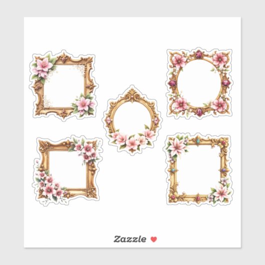 Floral Baroque Frame Cutout Sheet of Stickers シール (シート)