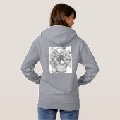 Floral Basket and Fruits Ink Illustration Hoodie パーカ (裏面フル)