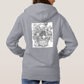 Floral Basket and Fruits Ink Illustration Hoodie パーカ (裏面)
