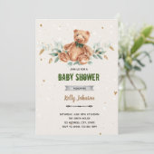 Floral bear baby shower birthday invite 招待状 (スタンド正面)