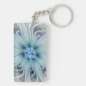 Floral Beauty Abstract Modern Blue Pastel Flower キーホルダー (裏面)