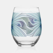 Floral Beauty Abstract Modern Blue Pastel Flower ステムなしワイングラス (左)