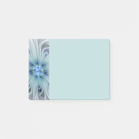 Floral Beauty Abstract Modern Blue Pastel Flower ポストイット (正面)