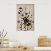 Floral Bee Print, Dark Academia Wall Art ポスター (キッチン)