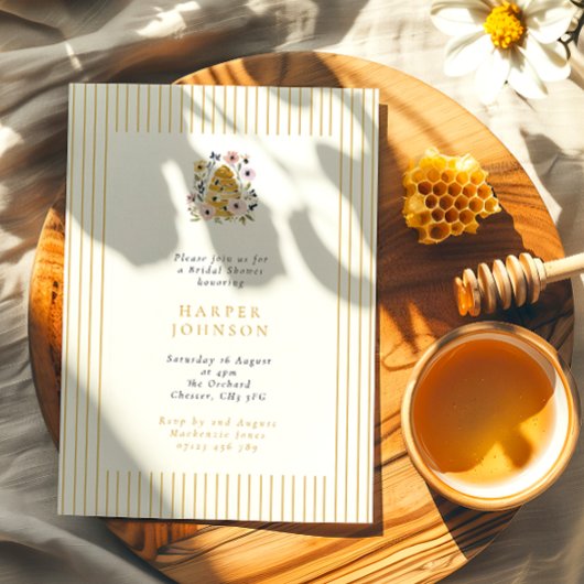 Floral Beehive She Found Her Honey Bridal Shower 招待状