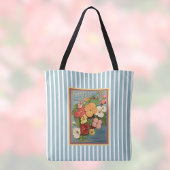 Floral Begonias Pink 1902 Seed Packet Blue Stripes トートバッグ
