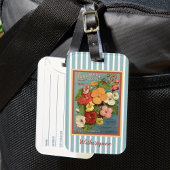 Floral Begonias Pink 1902 Seed Packet Blue Stripes ラゲッジタグ