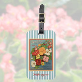 Floral Begonias Pink 1902 Seed Packet Blue Stripes ラゲッジタグ
