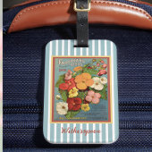 Floral Begonias Pink 1902 Seed Packet Blue Stripes ラゲッジタグ