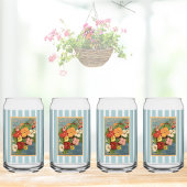 Floral Begonias Pink 1902 Seed Packet Red Teal ガラス缶