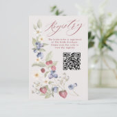 Floral Berry Sweet Bridal Shower QR Code Registry エンクロージャーカード (スタンド正面)