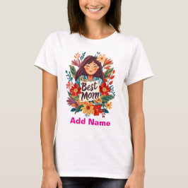 Floral Best Mom Portrait - Vibrant Mother's Day Tシャツ