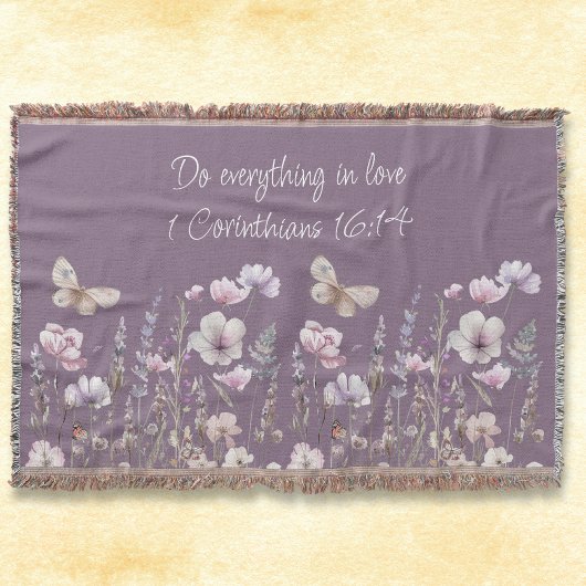 Floral Bible Verse Throw Blanket スローブランケット