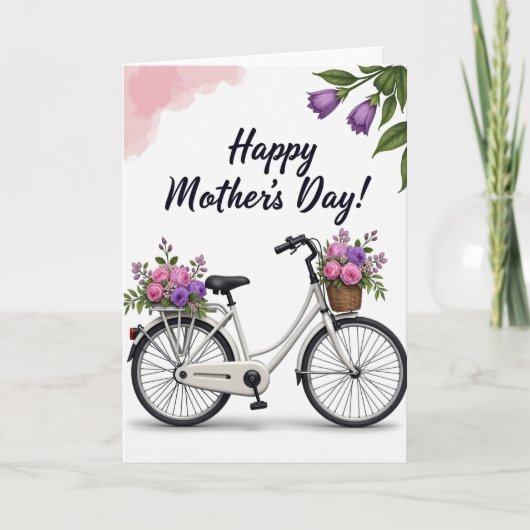 Floral Bicycle Mothers Day Card カード (正面)