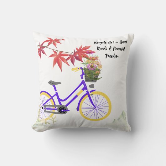 Floral Bicycle Motivation Design クッション (正面)