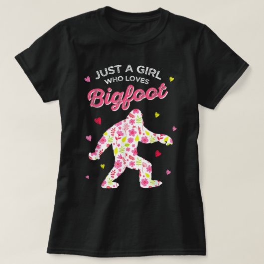 Floral Bigfoot Lover Girl Design Tシャツ (デザイン正面)