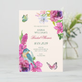 Floral bird butterfly bridal shower 招待状 (スタンド正面)