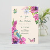 Floral bird butterfly wedding  招待状 (スタンド正面)