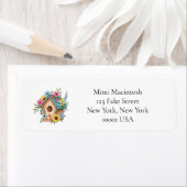 Floral Birdhouse Return Address Labels ラベル (インサイチュ)