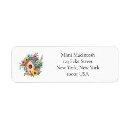 Floral Birdhouse Return Address Labels ラベル