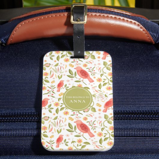 Floral Birds – Elegant Botanical Travel Style ラゲッジタグ (正面インサイチュ2)