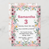 Floral Birthday Invitation, Wildflowers Birthday  招待状 (正面/裏面)