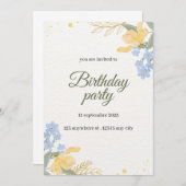 Floral birthday party invitation  招待状 (正面/裏面)
