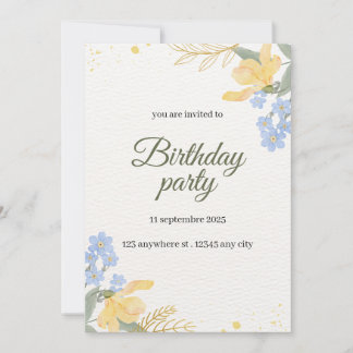 Floral birthday party invitation  招待状
