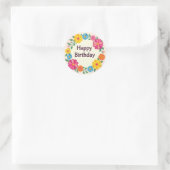 Floral birthday sticker  ラウンドシール (バッグ)