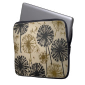 Floral Black and Gold Dandelions ラップトップスリーブ (正面左)
