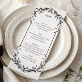 Floral Black and White Line Art Wedding | Menu メニュー