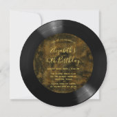 Floral Black Gold Vinyl Record Dj Birthday Party 招待状 (裏面)