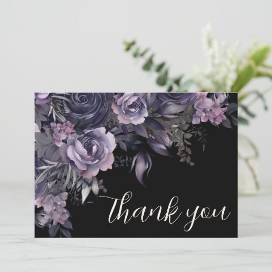 Floral Black Gothic Wedding サンキューカード (スタンド正面)