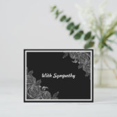 Floral black sympathy condolence ポストカード (スタンド正面)