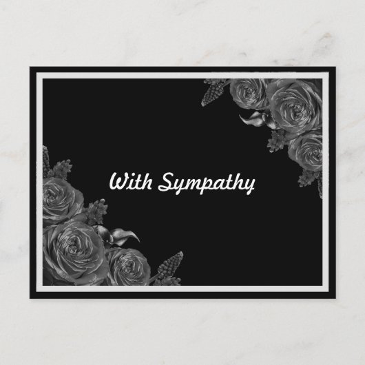 Floral black sympathy condolence ポストカード (正面)