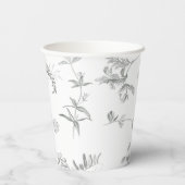 Floral Black & White Botanical Line Art Cup 紙コップ (裏面)