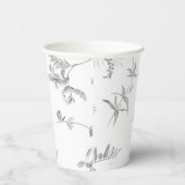 Floral Black & White Botanical Line Art Cup 紙コップ (右)
