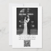 Floral Black White Botanical QR Code Photo Wedding 招待状 (裏面)