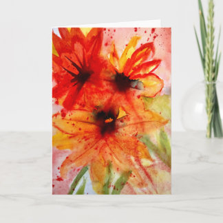 Floral Blank Greeting Card カード