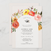 Floral Bloom Arch Photo Graduation with Quote 招待状 (正面/裏面)