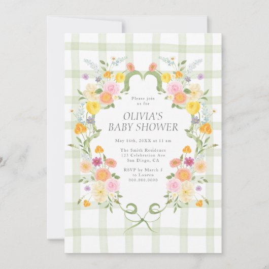 Floral Bloom Baby Shower 招待状 (正面)