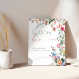 Floral Bloom Bar Wildflower Bridal Shower Sign 台座サイン