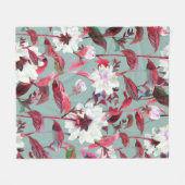 Floral bloom. Watercolor flowers seamless pattern. フリースブランケット (正面(横))