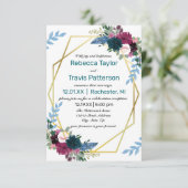 Floral Blooms Mod ティール -3x5 結婚発表/受付 招待状 (スタンド正面)